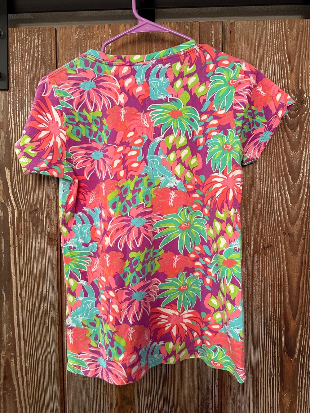Simply Southern V-Neck Tee - Pink, Green & Turquoise - Picture 2 of 4